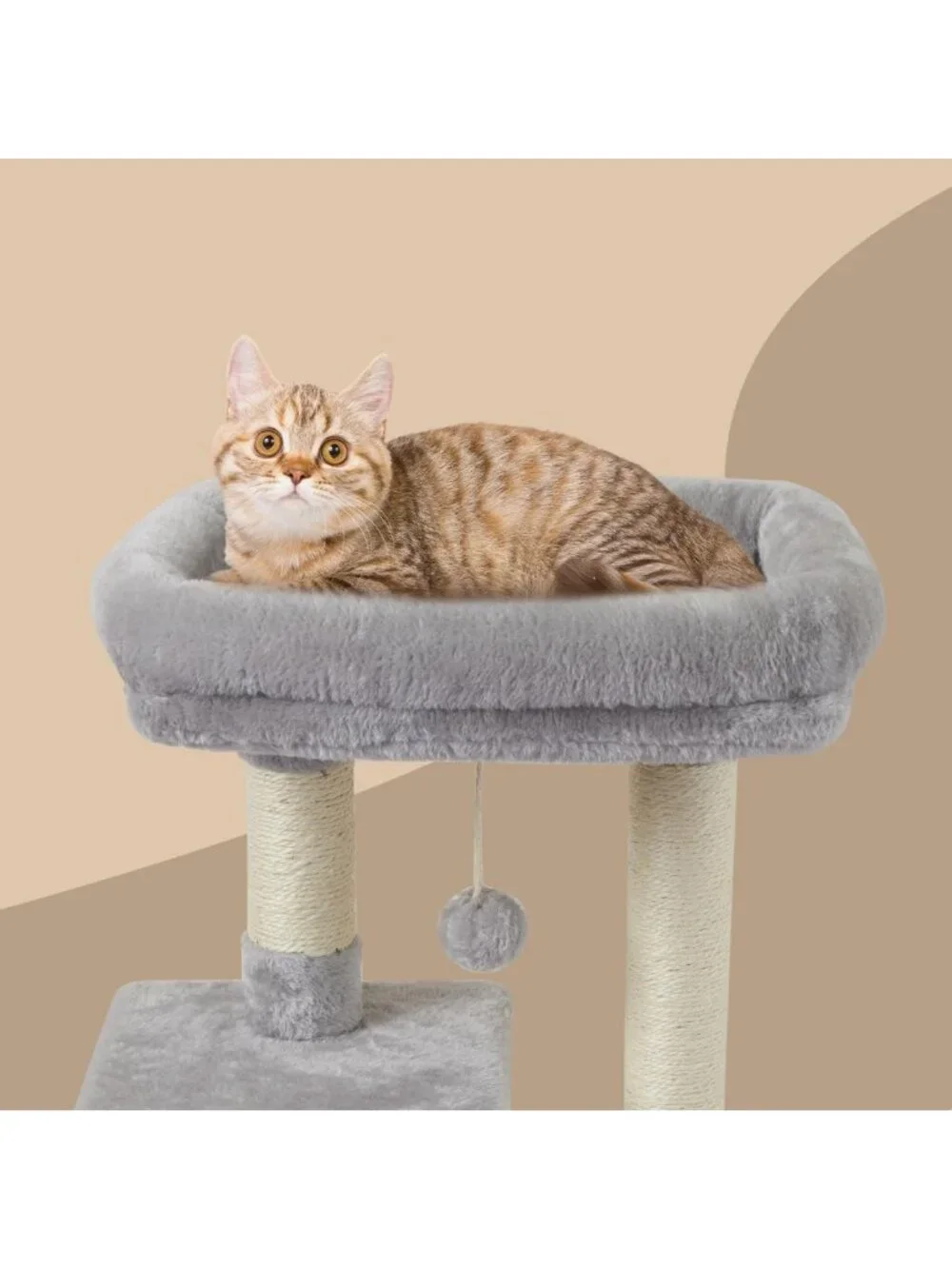 Adorable Cat Tree Condo with Sisal Scratching Posts & Jump Platform - Gray